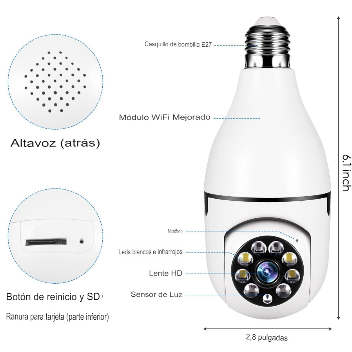 Cámara de Seguridad 360° WiFi Full HD 1080P - Imagen 3
