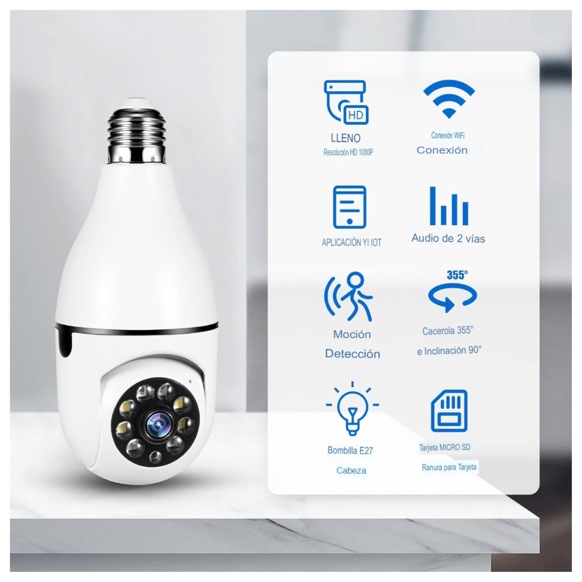 Cámara de Seguridad 360° WiFi Full HD 1080P - Imagen 2